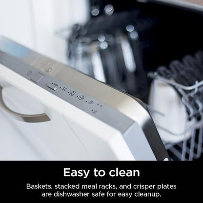 Ninja DoubleStack 2-Basket Air Fryer, DoubleStack Technology Cooks 4 Foods at Once, Space Saving Design, 8 QT, 6-in-1, Smart Finish & Match Cook, Air Fry, Broil, Bake, Easy Meals & Clean, Black, SL201