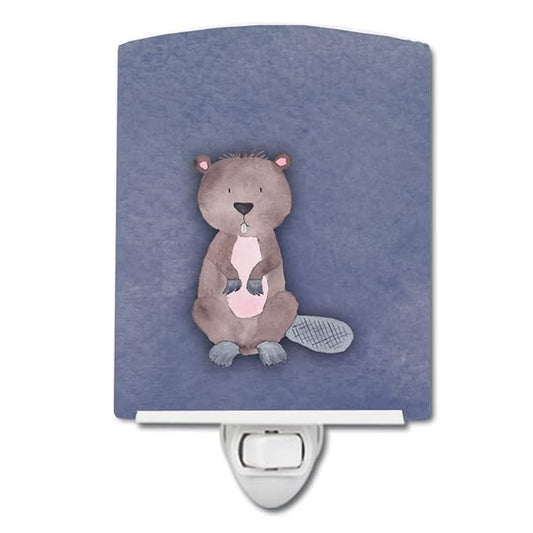 Caroline's Treasures BB7392CNL Beaver Watercolor Ceramic Night Light Compact, UL-Certified, Ideal for Bedroom, Bathroom, Nursery, Hallway, Kitchen, 6x4x3, Multicolor