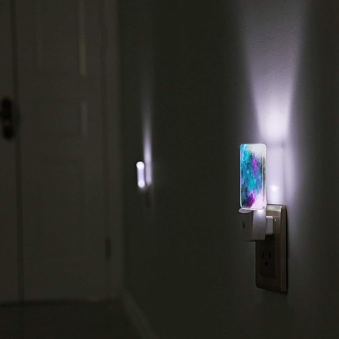 Galaxy Night Light for Kids Boys Plug into Wall Led Nightlight with Dusk to Dawn Sensor Compact Lamp Bedroom Bathroom Nursery Hallway Stairs Kitchen Home Decor