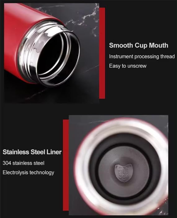 Smart Stainless Steel Water Bottle with LED Temperature Display, 16oz (480ml), Double Wall, Reusable Tumbler (Silver)