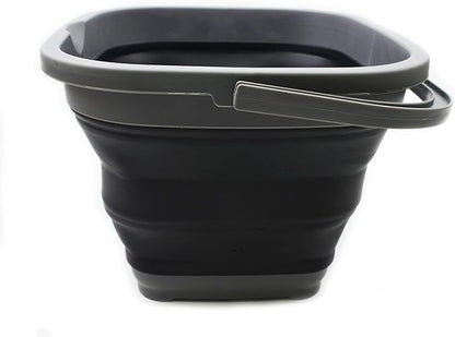 SAMMART 10L (2.6 gallon) Collapsible Rectangular Handy Basket/Bucket (Grey/Black (Set of 2))