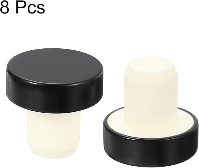 uxcell 8Pcs T-shaped Stoppers, 0.63inch Dia Cork Wine Stopper Reusable Wine Bottle Corks Sealing Plug for Wine Beer Beverage Bottle Crafts, Black