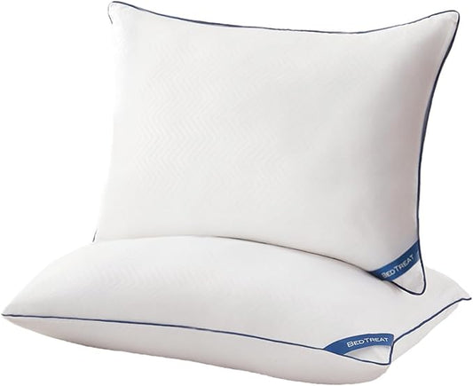 BedTreat Bed Pillows for Sleeping, Super Soft Down Alternative Pillows Standard Size Set of 2, Cooling Hotel Quality Pillows for Back, Stomach or Side Sleepers