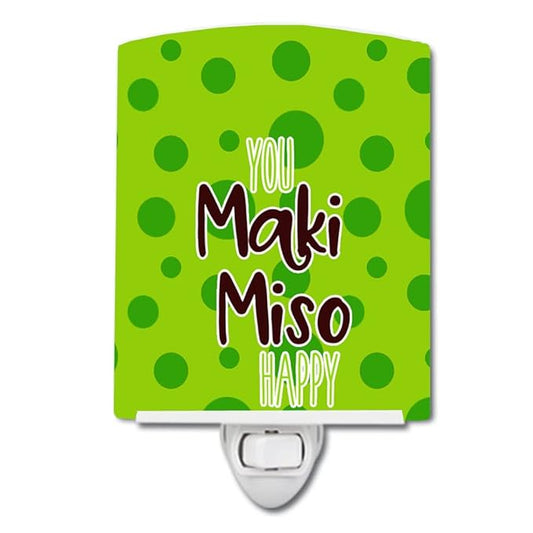 Caroline's Treasures BB8813CNL Sushi You Maki Miso Happy Ceramic Night Light Compact, UL-Certified, Ideal for Bedroom, Bathroom, Nursery, Hallway, Kitchen, 6x4x3, Multicolor
