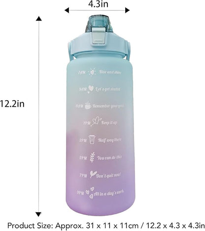 Frosted Gradient Color Water Bottle with Straw, 2000ml Leakage Proof Sports Bottle for Office, Gym, Outdoor(Light Green)
