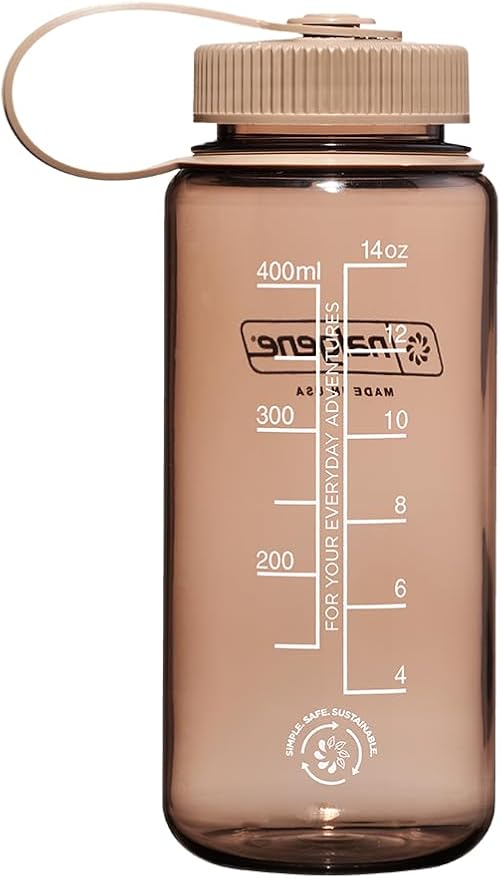 Nalgene Sustain Tritan BPA-Free Water Bottle Made with Material Derived from 50% Plastic Waste, 16 OZ, Wide Mouth, Mocha