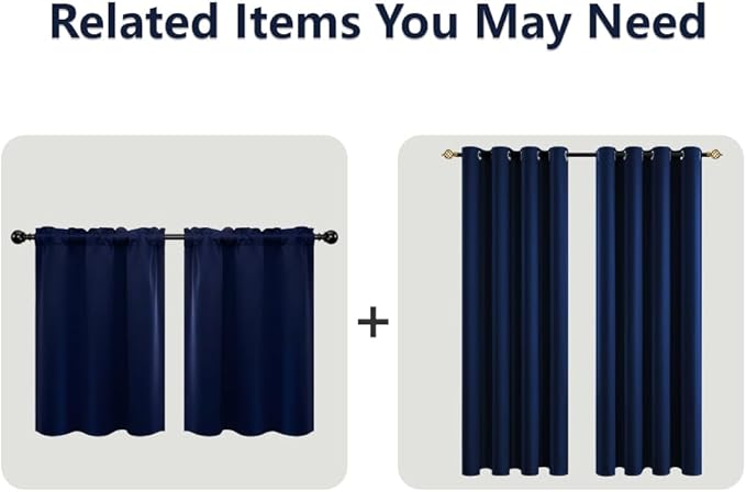 Mrs.Naturall Navy Blue Curtains 42x54 Inch Length for Living Room 2 Panels Blackout Room Darkening Curtain for Bedroom