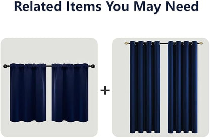Mrs.Naturall Navy Blue Blackout Curtains for Kids Room,2 Panels Grommet Light Blocking Room Darkening Curtains for Boys Bedroom,63 Inch Length,Dark Blue