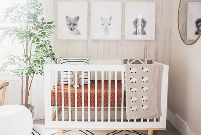 Rust Mudcloth Muslin Crib Sheet by Mebie Baby, Soft and Breathable Bed Sheets for Babies, Modern Neutral Bedding for Cribs, Standard Crib Mattress Fitted Sheet, Great for Boy or Girl Room or Nursery