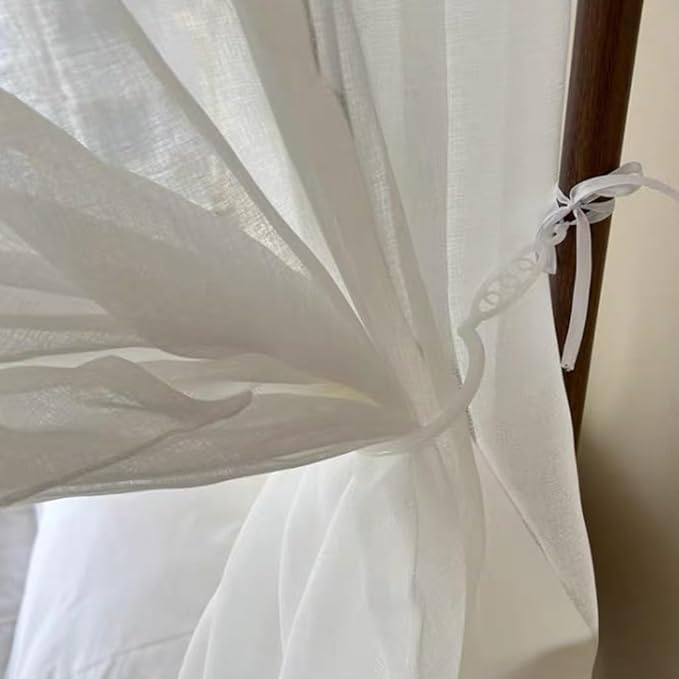 Elegant Princess 4 Corner Post Mosquito Net Romantic for Girls Women Bed Curtain Canopy for Adult Wedding Bedroom Kids Rooms Decoration (Type4-White, King)