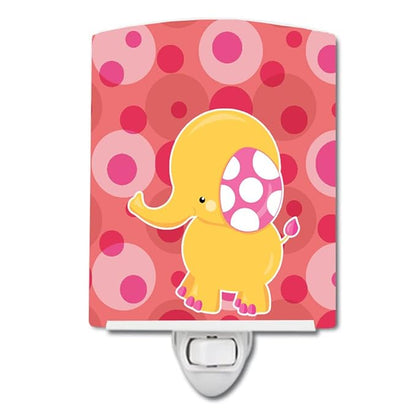 Caroline's Treasures BB6828CNL Girl Elephant Ceramic Night Light Compact, UL-Certified, Ideal for Bedroom, Bathroom, Nursery, Hallway, Kitchen, 6x4x3, Multicolor