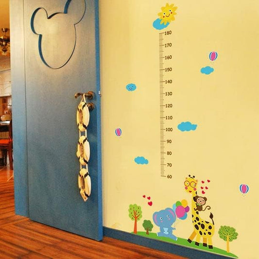 Kids Cartoon Animal Wall Sticker Set - Giraffe, Elephant, Monkey Wall Chart for Baby Learning and Decoration