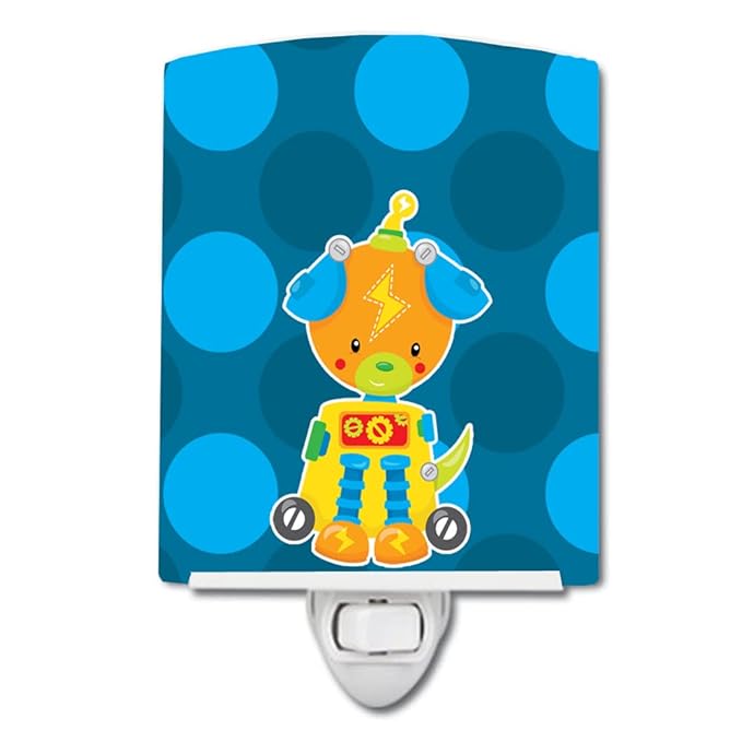 Caroline's Treasures BB9082CNL Robot Dog Ceramic Night Light Compact, UL-Certified, Ideal for Bedroom, Bathroom, Nursery, Hallway, Kitchen, 6x4x3, Multicolor