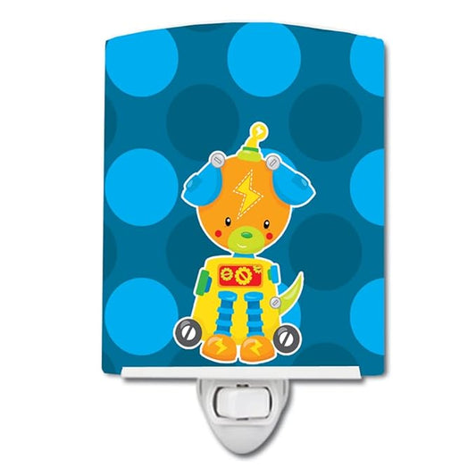 Caroline's Treasures BB9082CNL Robot Dog Ceramic Night Light Compact, UL-Certified, Ideal for Bedroom, Bathroom, Nursery, Hallway, Kitchen, 6x4x3, Multicolor