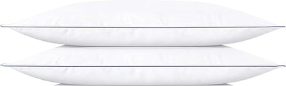 SILUI Extra Flat Soft Thin Pillows Standard Size Set of 2 Pack Bed Pillow with Down Alternative Fill for Side Back Stomach Sleepers, 20x26 Inches, White