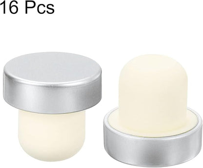 uxcell 16Pcs T-shaped Stoppers, 0.79inch Dia Cork Wine Stopper Reusable Wine Bottle Corks Sealing Plug for Wine Beer Beverage Bottle Crafts, Silver