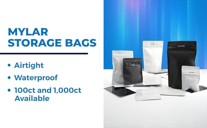 Mylar Bags Smell Proof 1/2 Ounce White/Clear - 1000 Count 8" X 5" 6mill Thickness - Packaging Bags - Mylar Bags For Food Storage - Resealable Bags