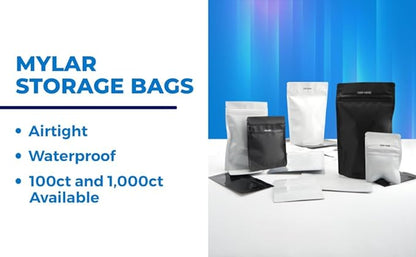 Mylar Bags Smell Proof 1/2 Ounce White/Clear - 1000 Count 8" X 5" 6mill Thickness - Packaging Bags - Mylar Bags For Food Storage - Resealable Bags