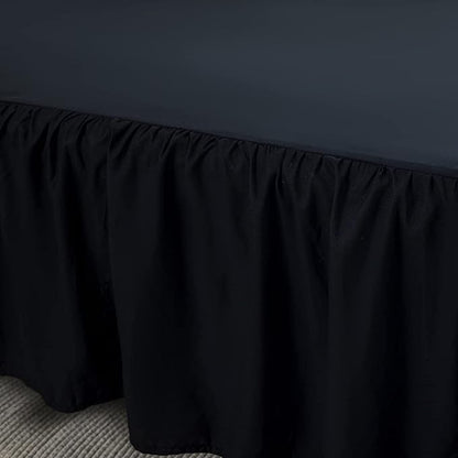 Bed Skirts Queen Size Ruffled Bed Skirt with Split Corners, 18 Inch Drop Dust Ruffle Bed Skirt with Platform, Black