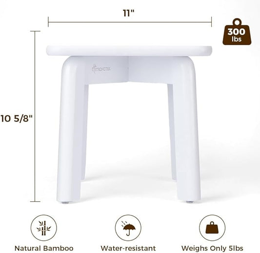 StrongTek Sturdy Bamboo Step Stool with Anti-Slip Feet, Easy-Assembly, 350 LBS Capacity, Ideal for Kids and Adults, Perfect for Bathroom, Bedroom, or Doorway Use, 11" x 11" x 10.6"