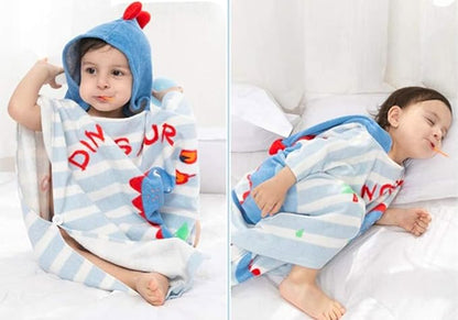 Kids Hooded Beach Bath Towel Poncho Robe Cotton Animal Pattern Children Toddler Wrap Swimming Pool Towel for Boys Girls, 23.6" x 23.6"