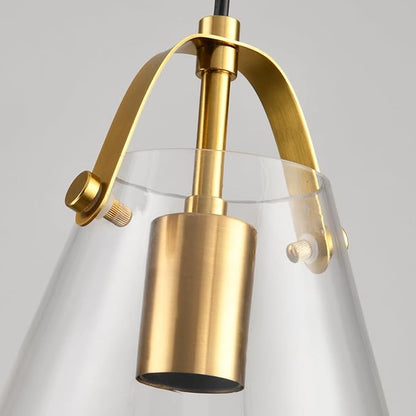 Brass Pendant Lights Kitchen Island,Modern Design Clean Clear Farmhouse Glass Pendant Light,Light Fixture Kitchen Pendant Medium Hanging Light Fixture for Sink A60 Bulb Recommened