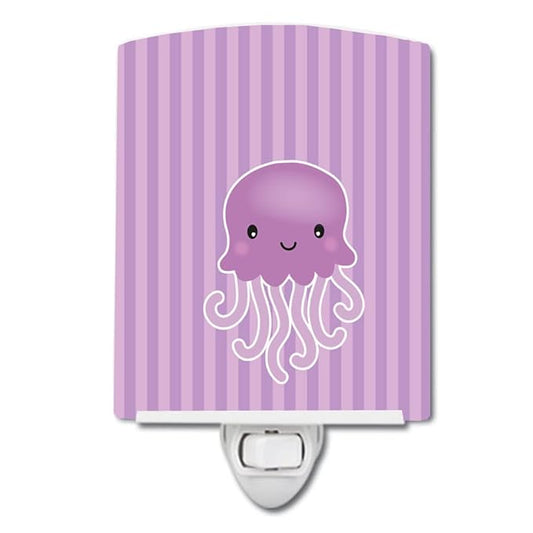 Caroline's Treasures BB7122CNL Jellyfish Ceramic Night Light Compact, UL-Certified, Ideal for Bedroom, Bathroom, Nursery, Hallway, Kitchen, 6x4x3, Multicolor