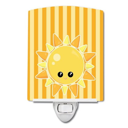 Caroline's Treasures BB7155CNL Weather Sunshine Face Ceramic Night Light Compact, UL-Certified, Ideal for Bedroom, Bathroom, Nursery, Hallway, Kitchen, 6x4x3, Multicolor
