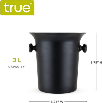 True Black Ice Bucket with Handles, Beverage Tub for Parties, Wine and Champagne Drink Bucket for Outdoor and indoors entertaining, 3 liter, Black