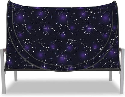 Privacy Pop up Eclipse Bed Tent Bed Drapes (Starry Constellation, Twin)