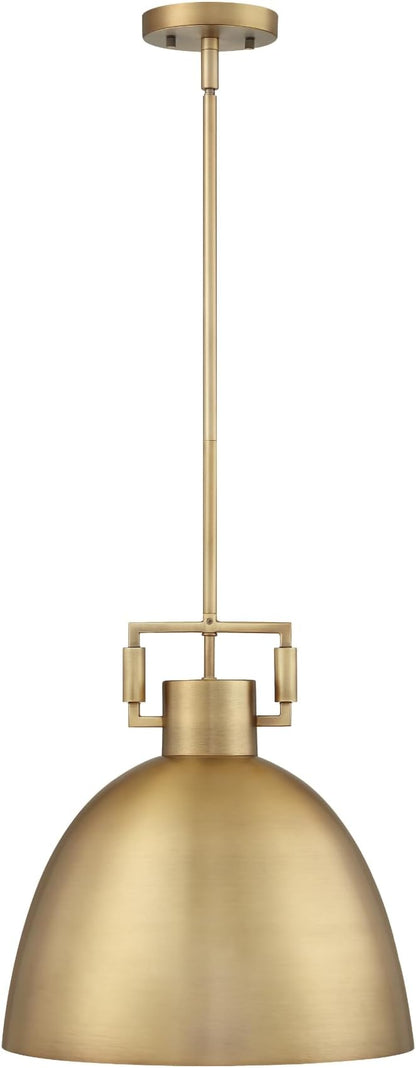 Nathan James Leigh Pendant Lighting, Hanging Ceiling Light with Oversized Metal Shade and Adjustable Cord, for Kitchen Island or Entryway, Antiqued Brass, Set of 2