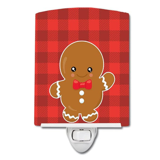 Caroline's Treasures BB8775CNL Christmas Gingerbread Boy Ceramic Night Light Compact, UL-Certified, Ideal for Bedroom, Bathroom, Nursery, Hallway, Kitchen, 6x4x3, Multicolor