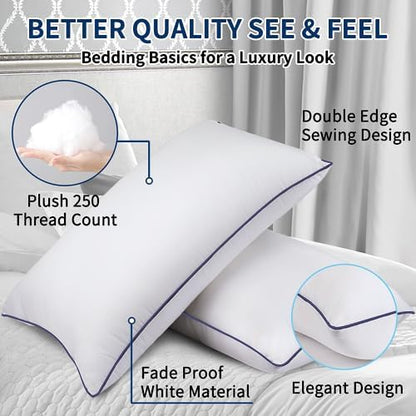 OPPOSY Bed Pillows for Sleeping 2Pack Medium Firm, Standard Size Set of 2, Cooling Pillows Hotel Quality with Premium Soft Down Alternative Fill for Back, Stomach or Side Sleepers（Pack of 2）