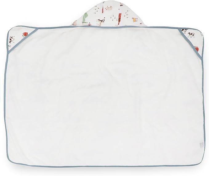 Little Unicorn Cotton Muslin & Terry Hooded Towel, Larger Size 1-6 Years (Farmyard)