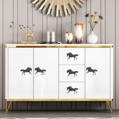 Horse Cabinet Knob 4 Pcs Drawer Dresser Knobs Pulls Cupboard Furniture Door Knobs Decorative Zinc Alloy Single Hole Handles