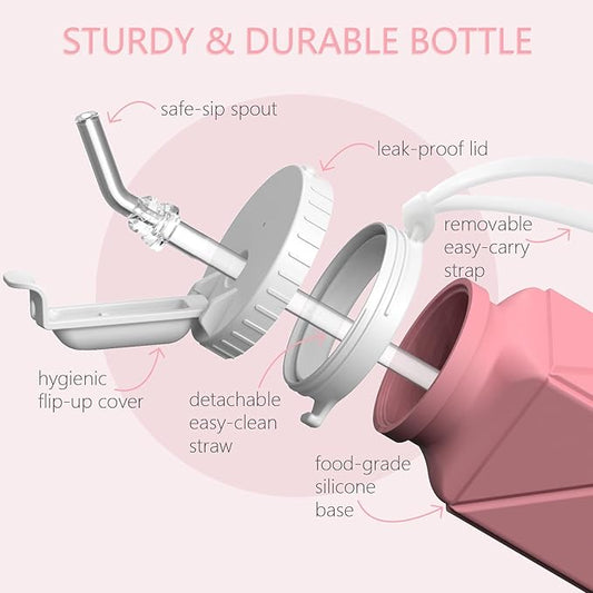 Collapsible Water Bottles, Silicone Foldable Portable Water Bottle 610ml, Lightweight Reusable Leakproof for Travel Camping Hiking Cycling Yoga Sports Outdoor