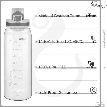 Opard 30oz Sports Water Bottle with Leak Proof Flip Top Lid BPA Free Tritan Reusable Plastic for Gym and Outdoor