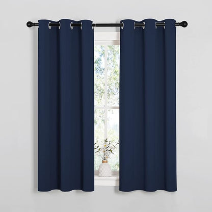 NICETOWN Blackout Curtain Panels, Window Treatment Energy Saving Thermal Insulated Solid Grommet Blackout Drapes/Draperies (Navy, 1 Pair, 34 by 54-inch)