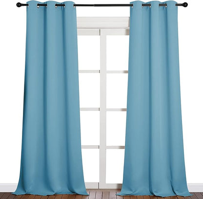 NICETOWN Room Darkening Curtain Panels - Toddler Boy Bedroom Drapes with Grommet, Energy Smart Window Treatment Curtains(Teal Blue, 42 inches W x 90 inches L, 2 Panels)