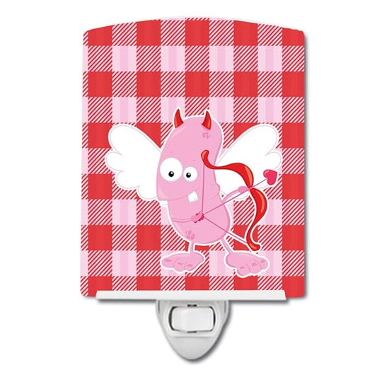 Caroline's Treasures BB9121CNL Cupid Monster Angel on Plaid #2 Ceramic Night Light Compact, UL-Certified, Ideal for Bedroom, Bathroom, Nursery, Hallway, Kitchen, 6x4x3, Multicolor