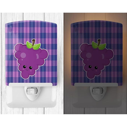 Caroline's Treasures BB6994CNL Grape Face Ceramic Night Light Compact, UL-Certified, Ideal for Bedroom, Bathroom, Nursery, Hallway, Kitchen, 6x4x3, Multicolor