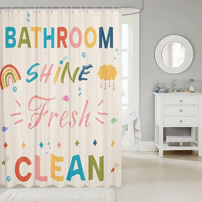 Feelyou Boys Girls Colorful Quotes Bath Curtain Rainbow Shower Curtain Kids Inspirational Words Bathroom Shower Curtain Set Cartoon Cute Teens Bathroom Accessories Room Decor 72"x78"