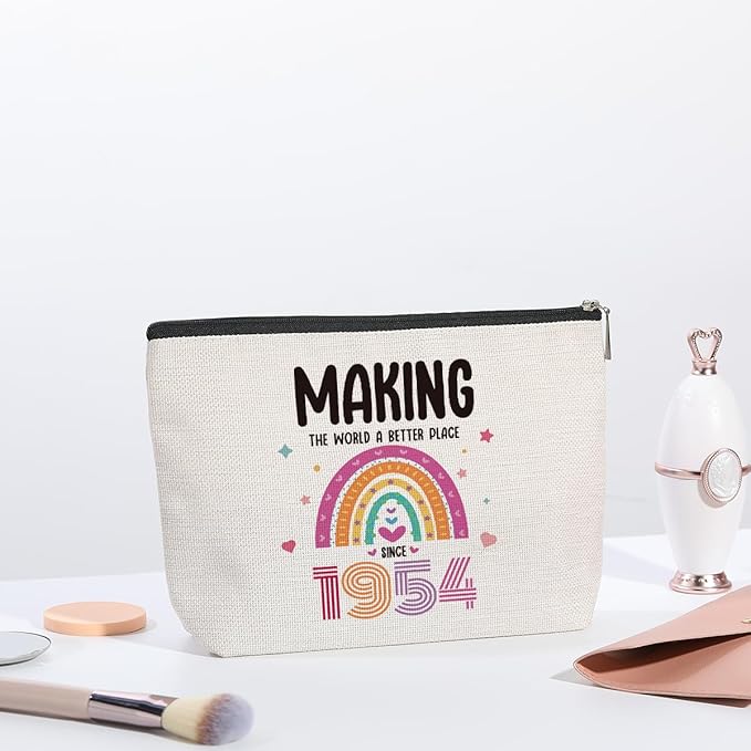 70th Birthday Gifts for Women, 70 Years Old Birthday Gifts Makeup Bag for Mom, Friend, Sister, Grandma, Travel Toiletry Makeup Organizer Zipper Pouch - Making The World a Better Place Since 1954