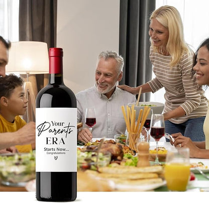 8 Pcs Parents Pregnancy Baby Announcement Wine Labels, Funny Pregnancy Baby Announcement Gifts for New Parents Wine Bottle Stickers Labels, Your Parents Era Starts Now Wine Labels