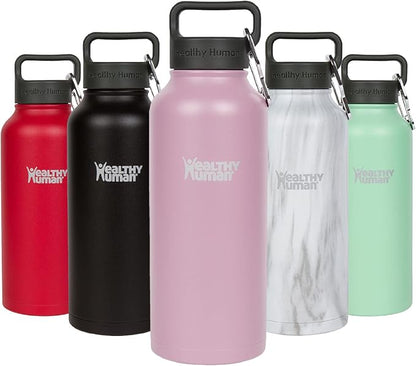 Healthy Human Stainless Steel Water Bottle | Double Walled Vacuum Insulated Water Thermos for Adults | Eco-Friendly Travel Bottles with Leak Proof Lid (Petal Pink, 32 oz/ 946 ML)