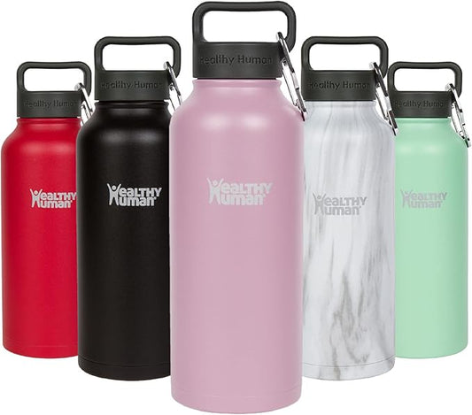 Healthy Human Stainless Steel Water Bottle | Double Walled Vacuum Insulated Water Thermos for Adults | Eco-Friendly Travel Bottles with Leak Proof Lid (Petal Pink, 32 oz/ 946 ML)