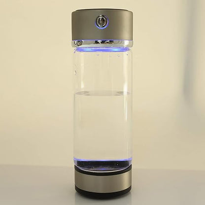 Hydrogen Water Bottle, Portable Hydrogen Rich Water Cup, USB Charging Rich Hydrogen Water Purifier Filter Glass Bottle Portable Lonizer Cup, Hydrogen Rich Water Glass Health Cup (Silvery)