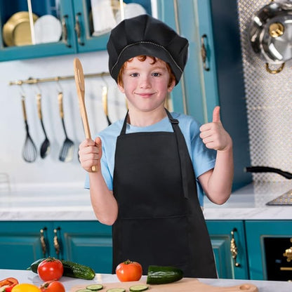 SUNLAND Kids Apron and Hat Set Children Chef Apron for Cooking Baking Painting