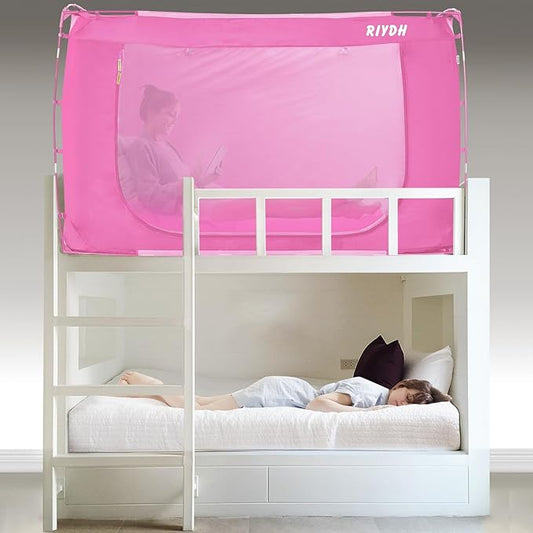 Bed Tent Bed Canopy Bunk Twin Size Tents for Adult and Kids- Portable Dream Tent Indoor Sleeping Tents 70% Blackout with 3 Doors Breathable Big Space Tents