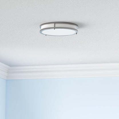 12 Inch 36W LED Ceiling Lights, 2700K/3000K/4000K/5000K/6500K Adjusted Flush Mount Ceiling Light, 3000LM Super Bright Dimmable Brushed Nickel Lighting Lamp Fixture for Bedroom Bathroom Dining, 2-Pack